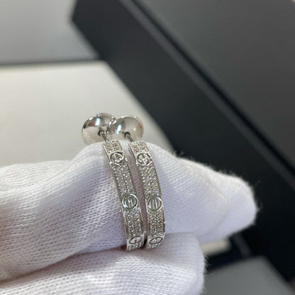 [Lumi Jewels]LOVE DIAMOND SILVER HOOP EARRINGS