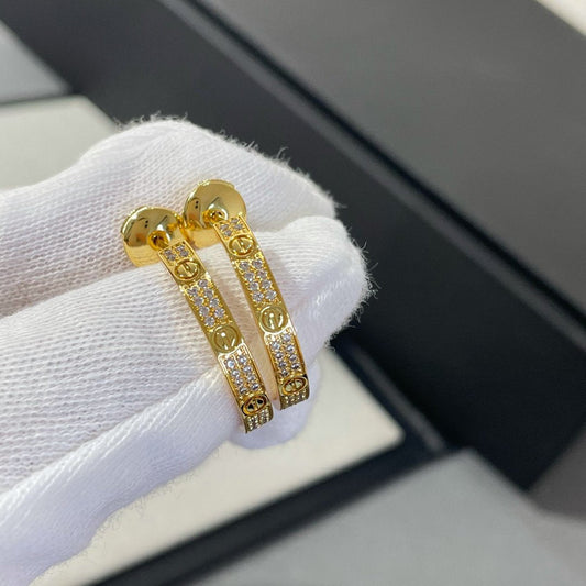 [Lumi Jewels]LOVE DIAMOND GOLD HOOP EARRINGS