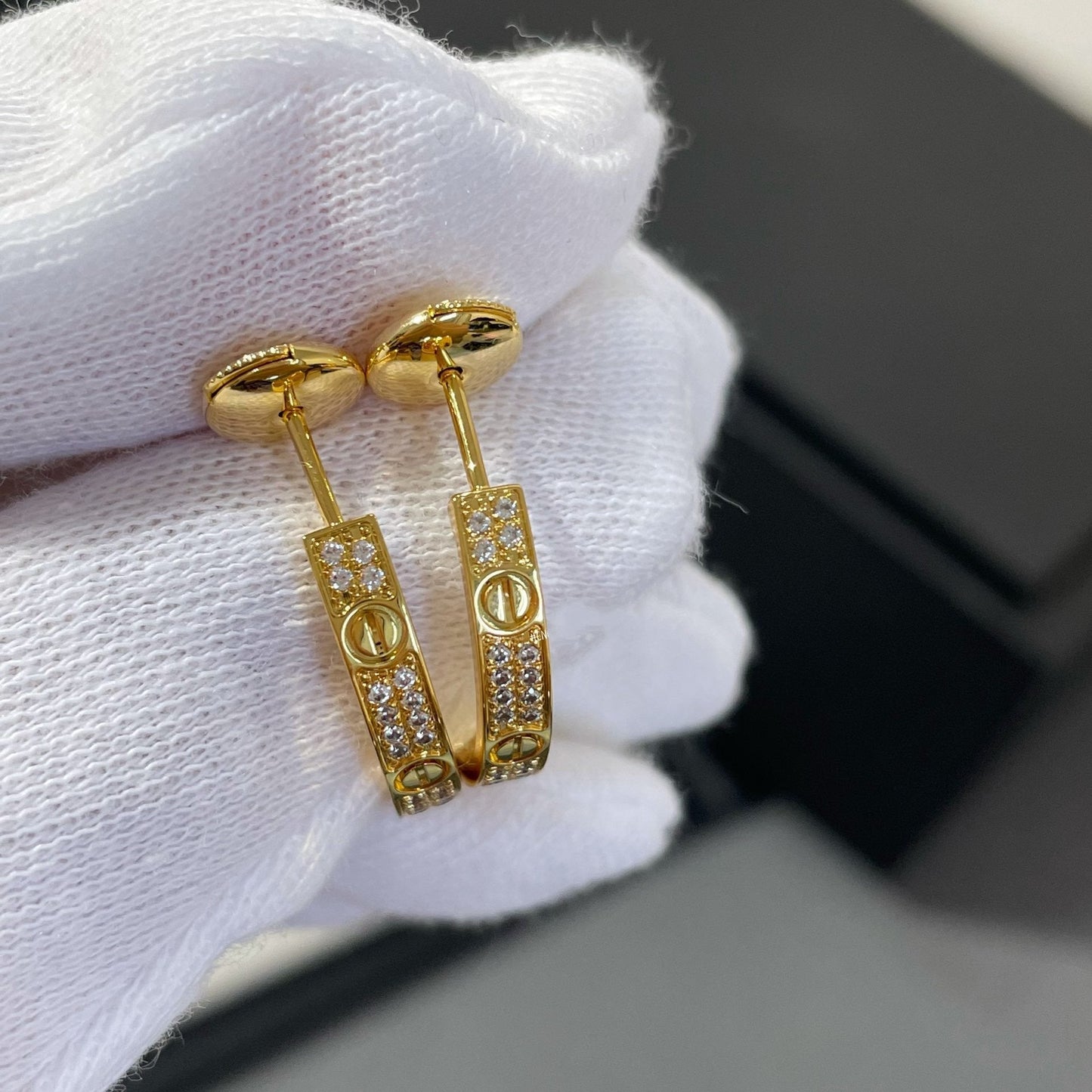 [Lumi Jewels]LOVE DIAMOND GOLD HOOP EARRINGS