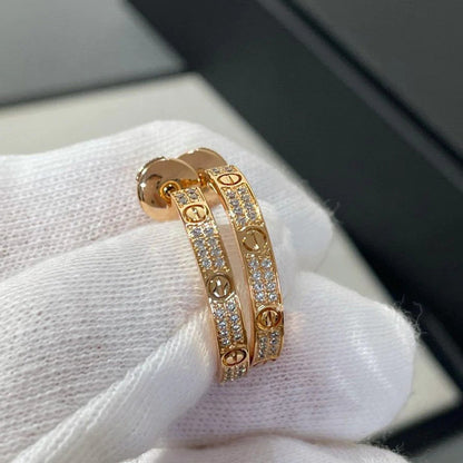 [Lumi Jewelery]LOVE EARRINGS 3.6MM DIAMOND PAVED