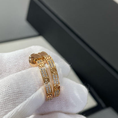 [Lumi Jewels]LOVE DIAMOND PINK GOLD HOOP EARRINGS