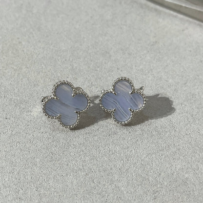 [Lumi Jewels]CLOVER CHALCEDONY SILVER STUD EARRINGS