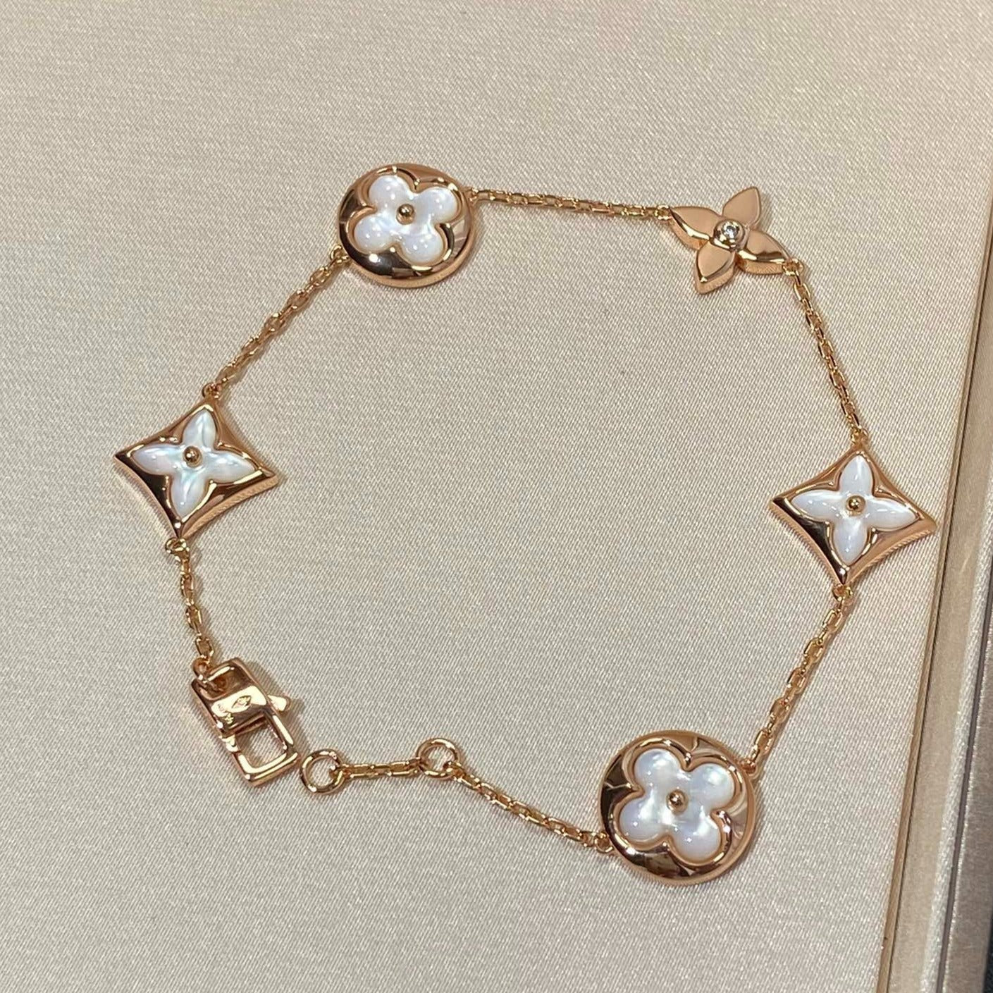 [Lumi Jewels]STAR AND SUN 5 MOTIF MOP PINK GOLD BRACELET