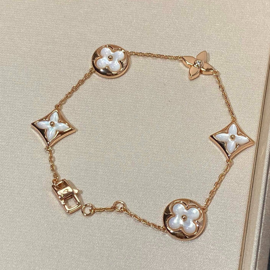 [Lumi Jewels]STAR AND SUN 5 MOTIF MOP PINK GOLD BRACELET