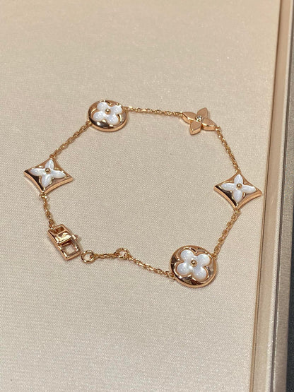 [Lumi Jewels]STAR AND SUN 5 MOTIF MOP PINK GOLD BRACELET