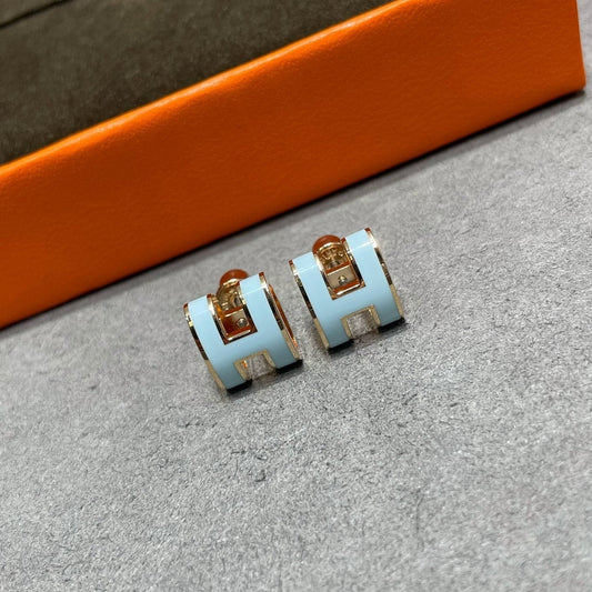 [Lumi Jewels]POP H SKY BLUE STUD EARRINGS