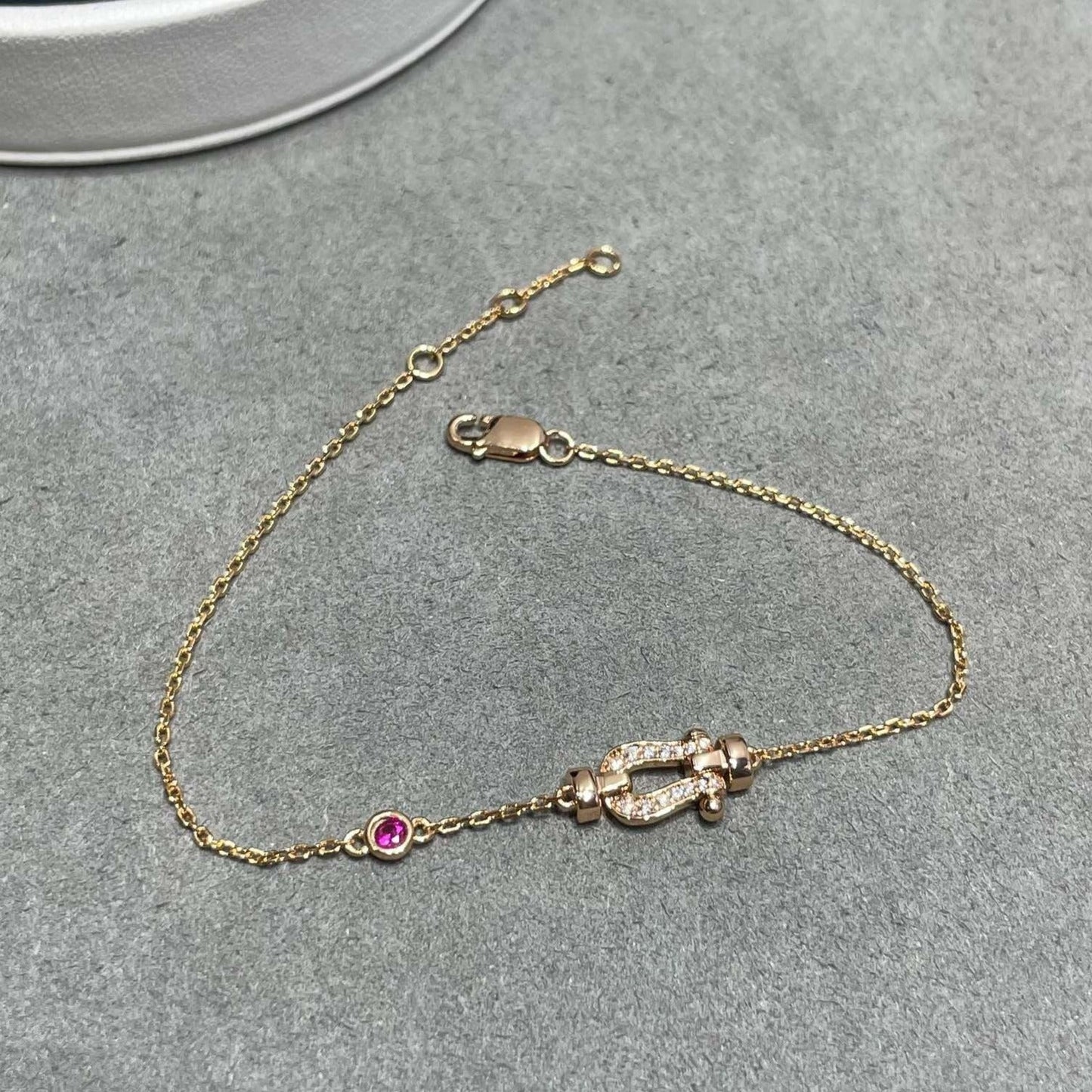 [Lumi Jewels]FORCE 10 DIAMOND CHAIN LINK PINK GOLD BRACELET