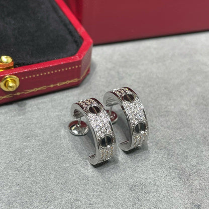[Lumi Jewelery]LOVE CERAMIC DIAMOND PAVED SILVER EARRINGS