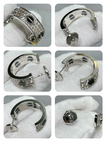 [Lumi Jewelery]LOVE CERAMIC DIAMOND PAVED SILVER EARRINGS