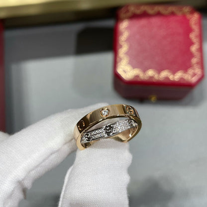 [Lumi Jewelery]LOVE PINK GOLD SILVER DIAMOND DOUBLE RING