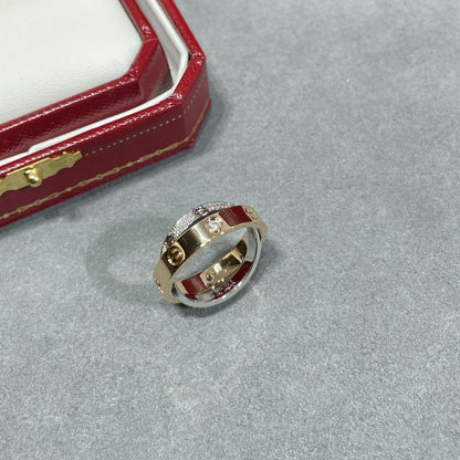 [Lumi Jewelery]LOVE PINK GOLD SILVER DIAMOND DOUBLE RING