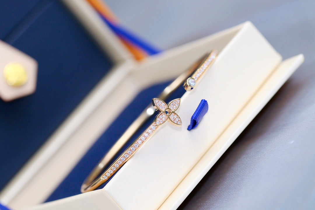 [Lumi Jewels]IDYLLE PINK GOLD OPEN BRACELET DIAMOND PAVED