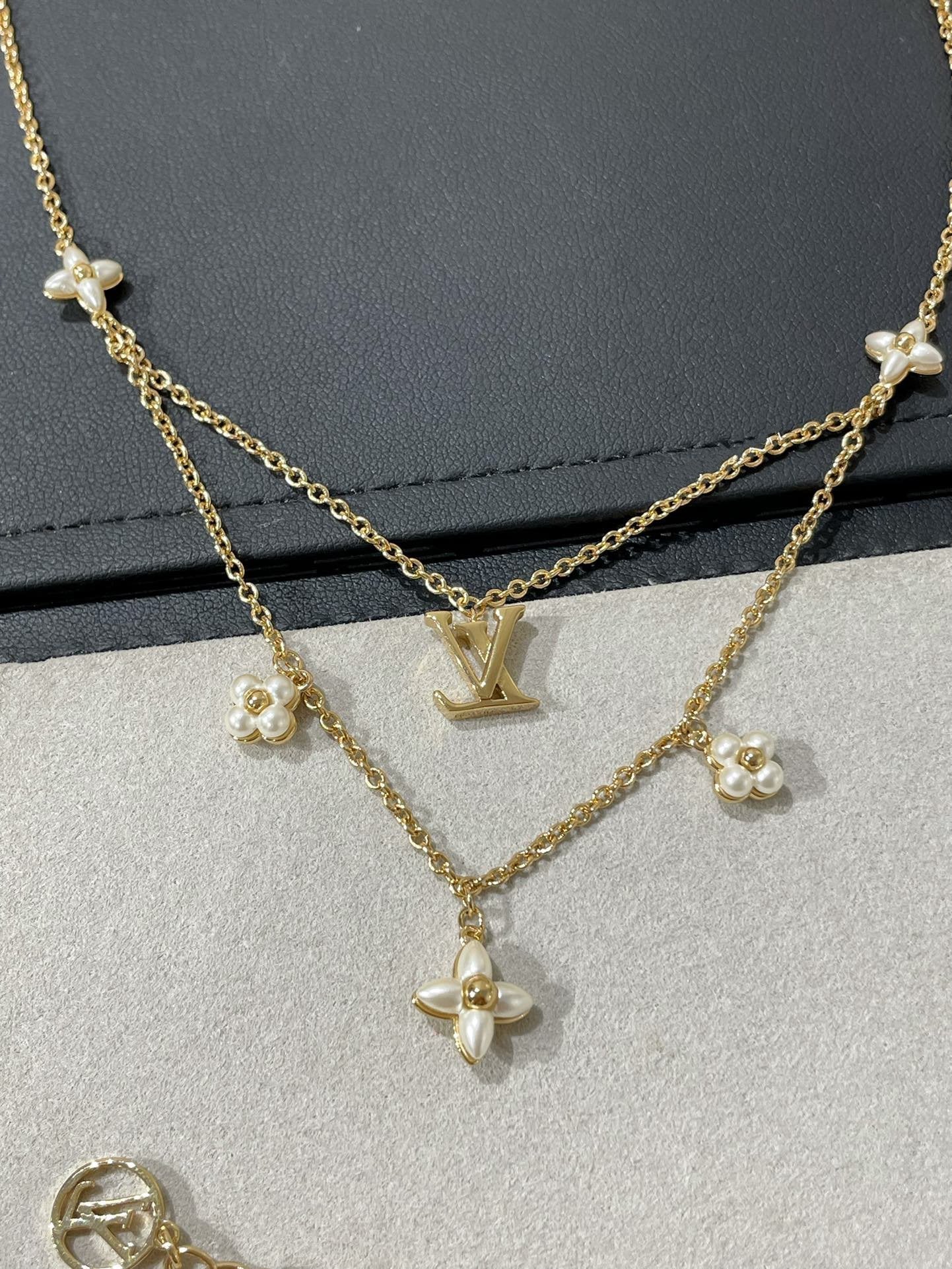 [Lumi Jewels]FLOWERGRAM GOLD MOP DOUBLE ROW NECKLACE