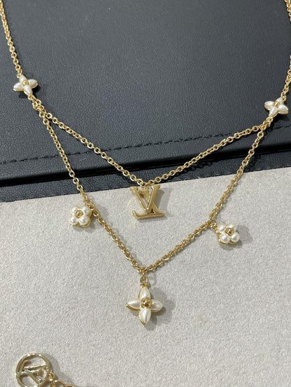 [Lumi Jewels]FLOWERGRAM GOLD MOP DOUBLE ROW NECKLACE