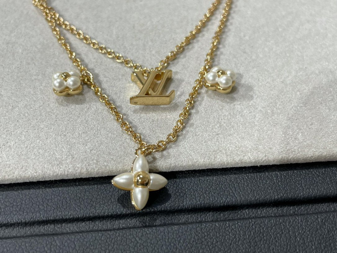 [Lumi Jewels]FLOWERGRAM GOLD MOP DOUBLE ROW NECKLACE