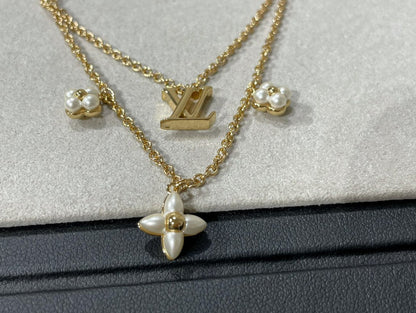 [Lumi Jewels]FLOWERGRAM GOLD MOP DOUBLE ROW NECKLACE