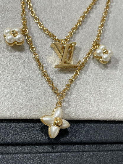 [Lumi Jewels]FLOWERGRAM GOLD MOP DOUBLE ROW NECKLACE