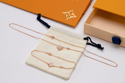 [Lumi Jewels]STAR PINK MOP 1 DIAMOND PINK GOLD NECKLACE