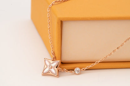 [Lumi Jewels]STAR PINK MOP 1 DIAMOND PINK GOLD NECKLACE