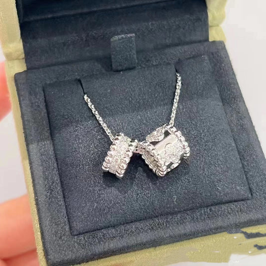 [Lumi Jewels]PERLEE DOUBLE PENDANT SILVER DIAMOND NECKLACE
