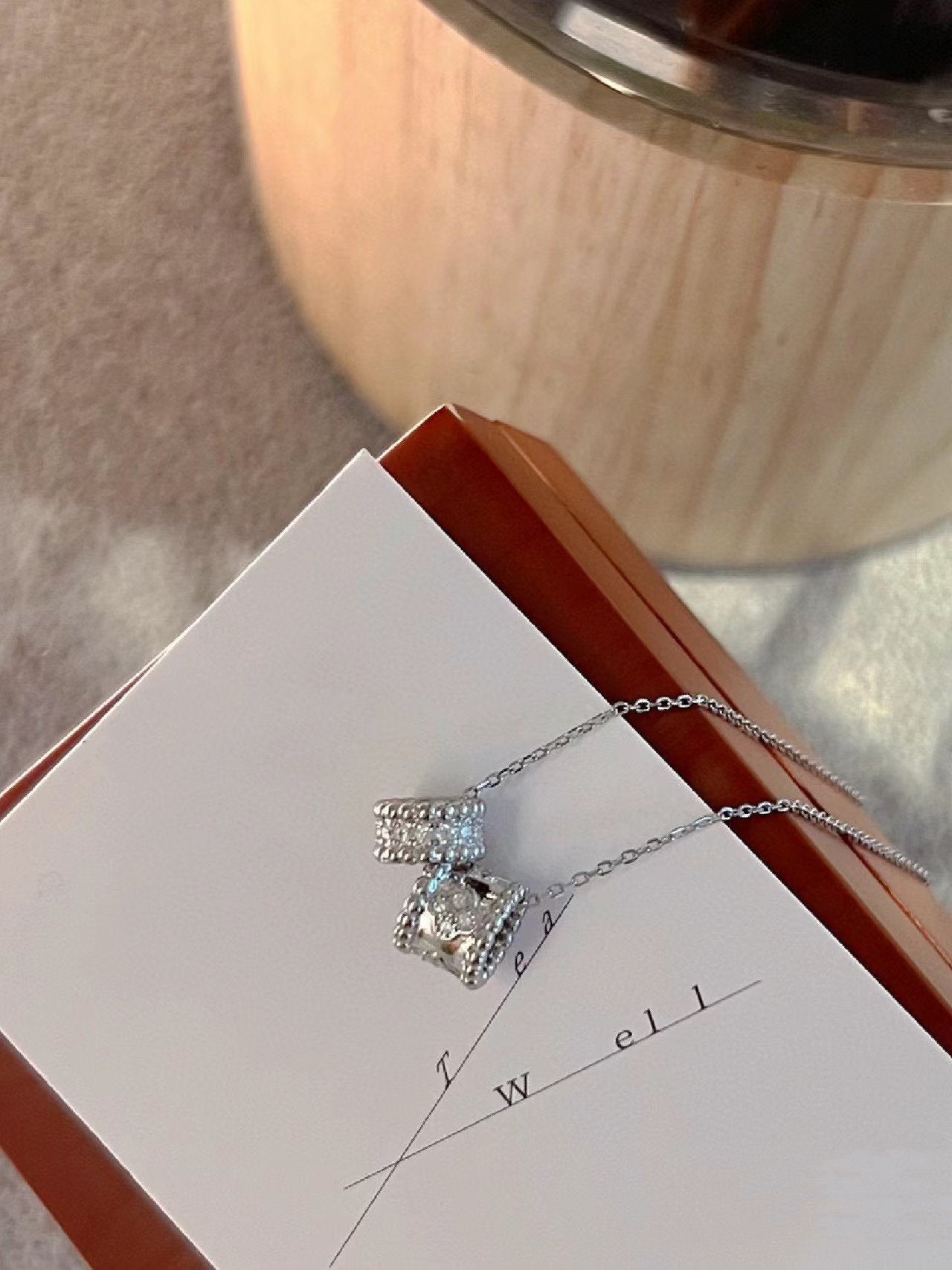 [Lumi Jewels]PERLEE DOUBLE PENDANT SILVER DIAMOND NECKLACE