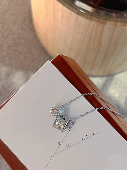 [Lumi Jewels]PERLEE DOUBLE PENDANT SILVER DIAMOND NECKLACE