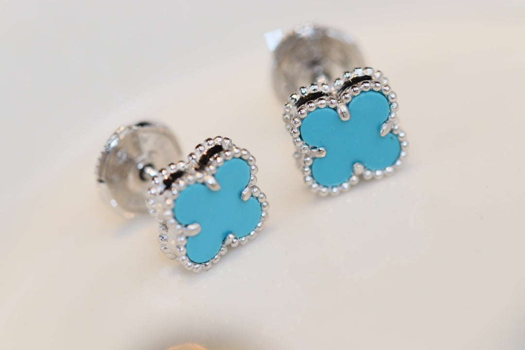 [Lumi Jewels]CLOVER MINI TURQUOISE SILVER STUD EARRINGS