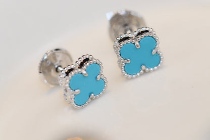 [Lumi Jewels]CLOVER MINI TURQUOISE SILVER STUD EARRINGS