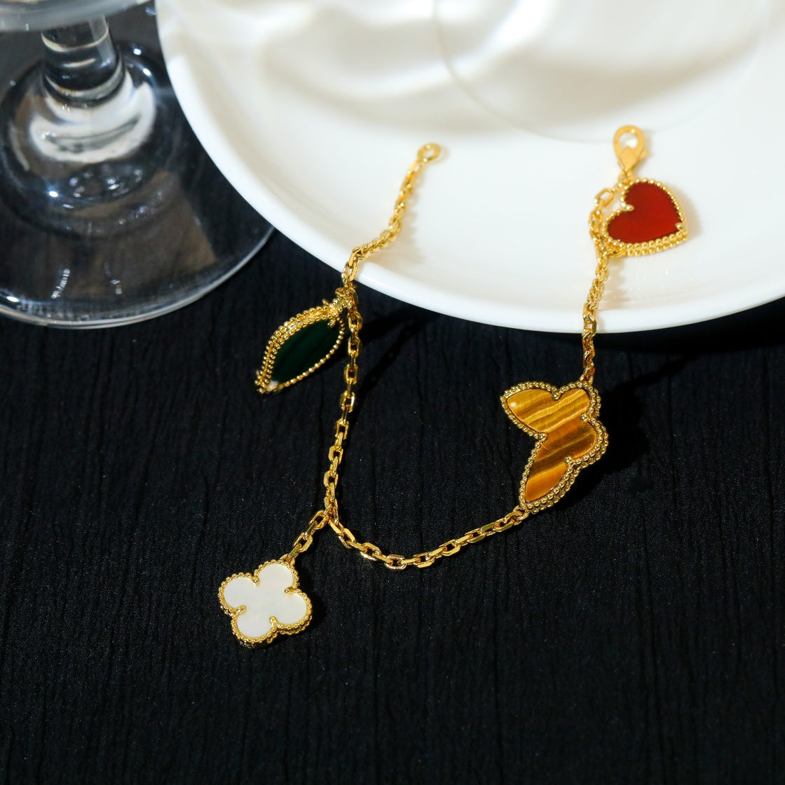 [Lumi Jewels]LUCKY SPRING 5 MOTIF GOLD BRACELET