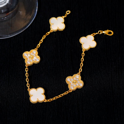 [Lumi Jewels]CLOVER BRACELET 5 MOTIF WHITE MOP DIAMOND