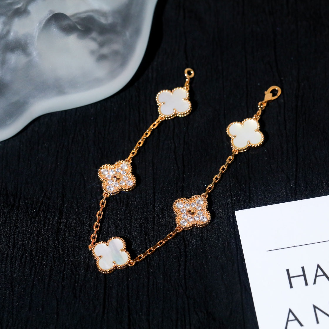 [Lumi Jewels]CLOVER BRACELET 5 MOTIF WHITE MOP DIAMOND