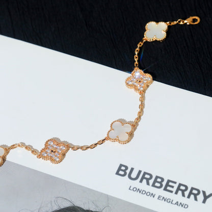 [Lumi Jewels]CLOVER BRACELET 5 MOTIF WHITE MOP DIAMOND