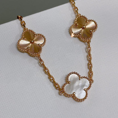 [Lumi Jewels]CLOVER BRACELET 5 MOTIF WHITE MOP PINK GOLD