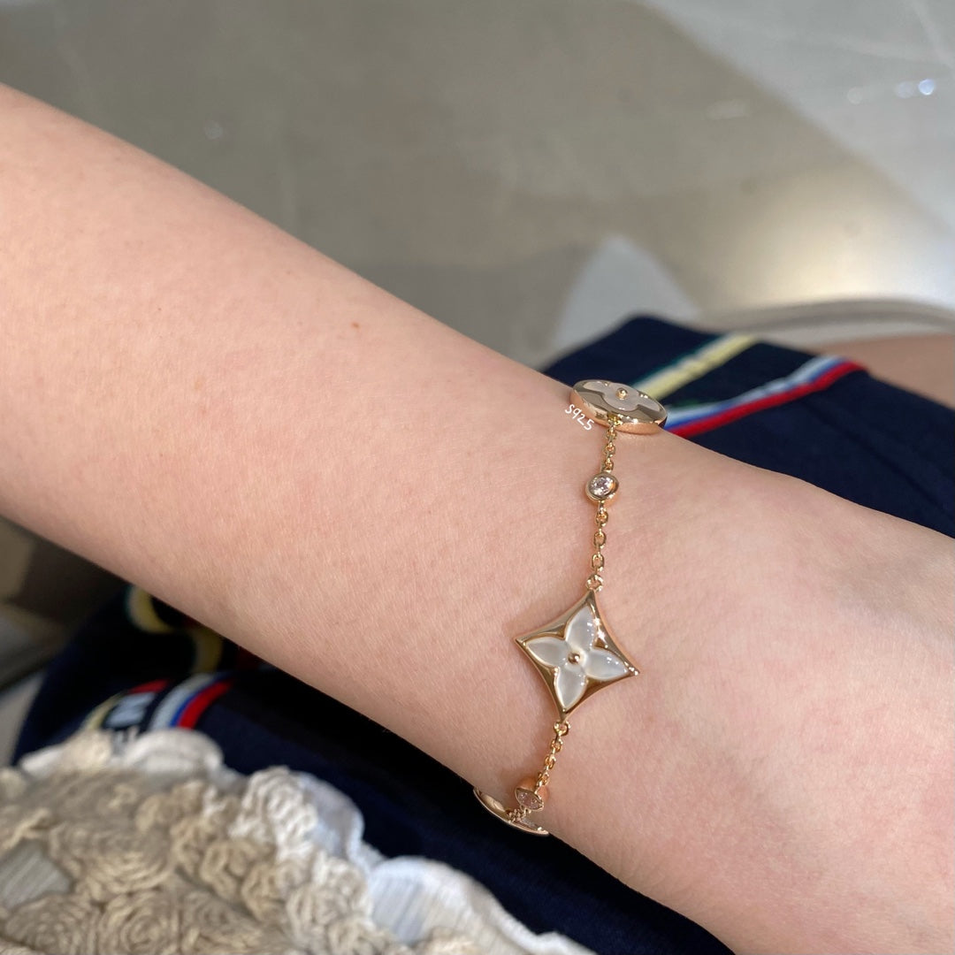 [Lumi Jewels]STAR AND SUN 4 MOTIF WHITE MOP PINK GOLD BRACELET