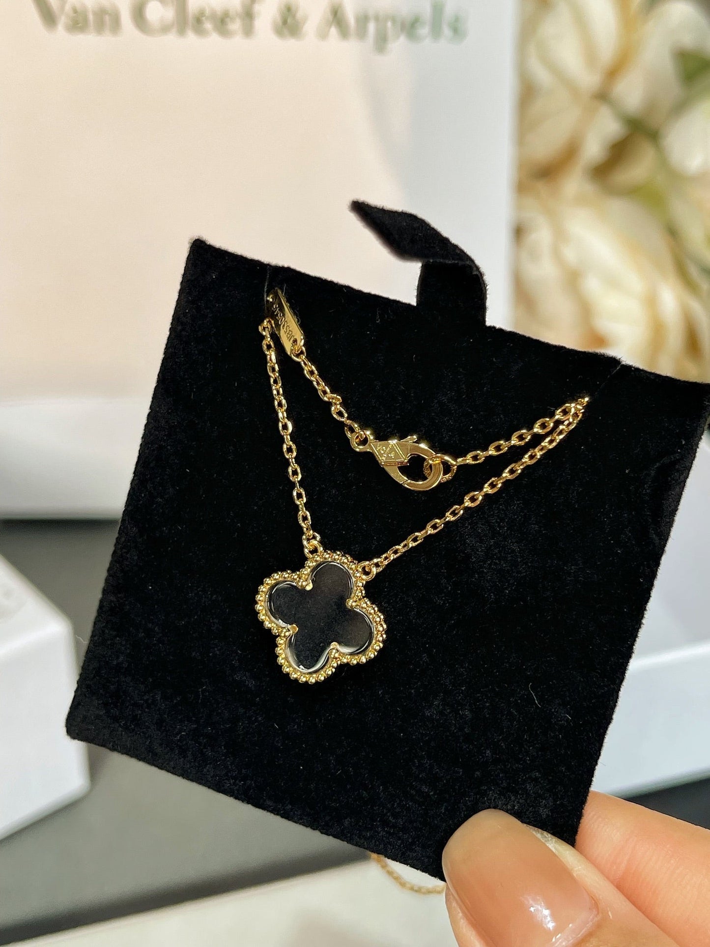 [Lumi Jewels]CLOVER ROCK CRYSTAL ROSE GOLD NECKLACE