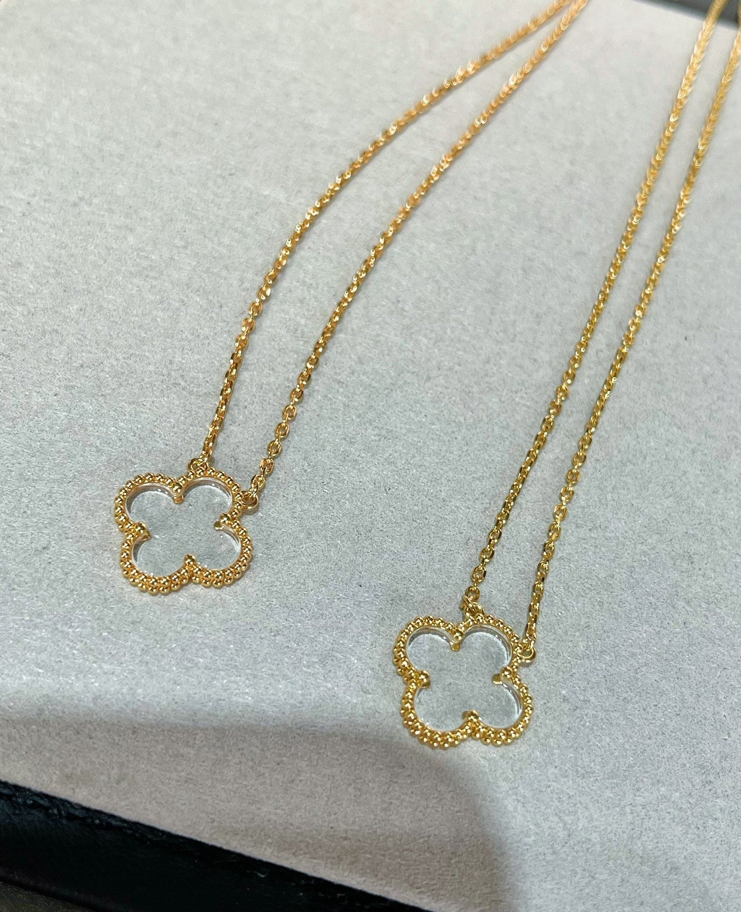[Lumi Jewels]CLOVER ROCK CRYSTAL ROSE GOLD NECKLACE