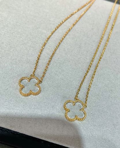 [Lumi Jewels]CLOVER ROCK CRYSTAL ROSE GOLD NECKLACE