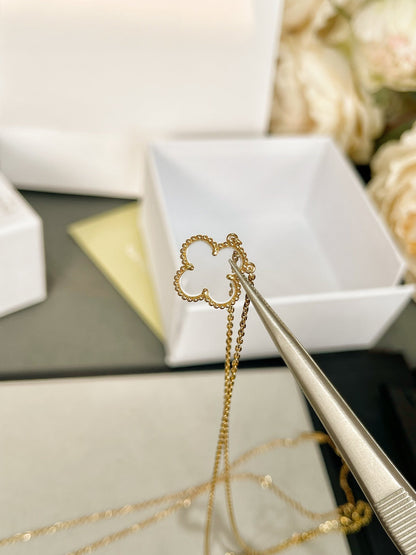 [Lumi Jewels]CLOVER ROCK CRYSTAL ROSE GOLD NECKLACE