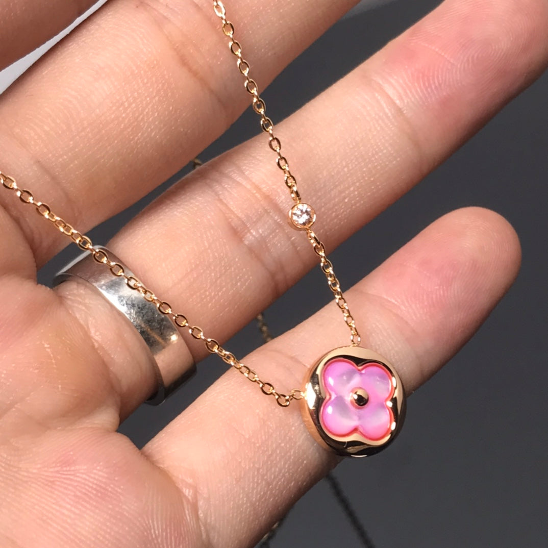 [Lumi Jewels]COLOR BLOSSOM PINK MOP SUN GOLD NECKLACE