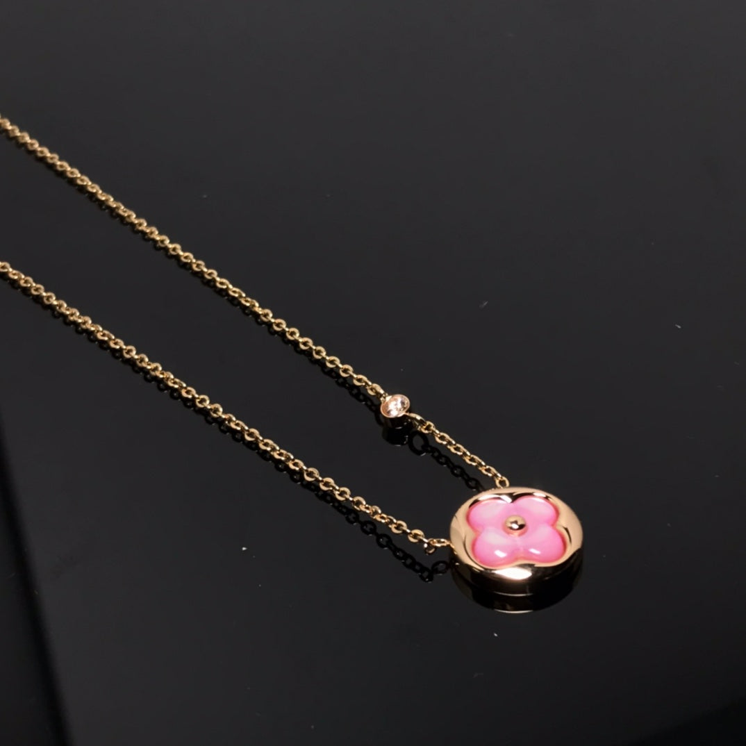 [Lumi Jewels]COLOR BLOSSOM PINK MOP SUN GOLD NECKLACE