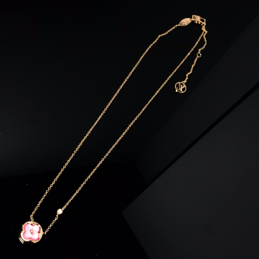 [Lumi Jewels]COLOR BLOSSOM PINK MOP SUN GOLD NECKLACE