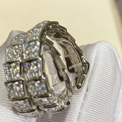 [Lumi Jewels]SERPENTI DOUBLE RING SILVER DIAMOND PAVED