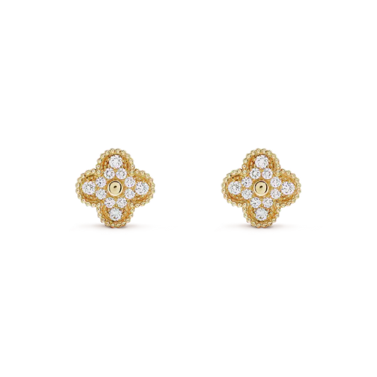 [Lumi Jewels]CLOVER MEDIUM 1 MOTIFS FUll DIAMOND EARRINGS