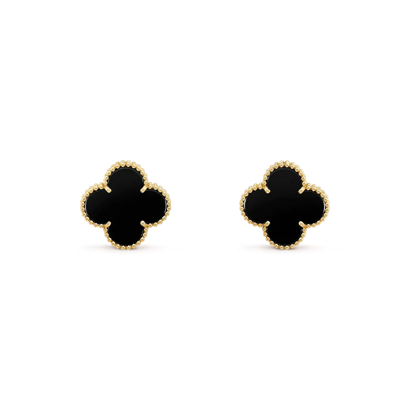 [Lumi Jewels]CLOVER MEDIUM 1 MOTIFS  ONYX STUD EARRINGS