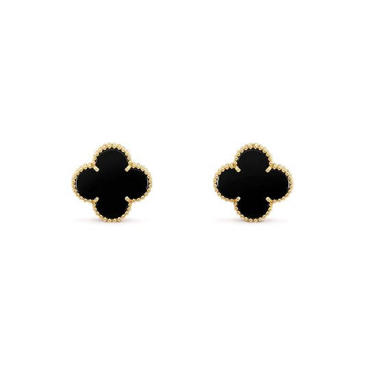 [Lumi Jewels]CLOVER MEDIUM 1 MOTIFS  ONYX STUD EARRINGS