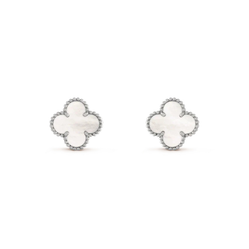[Lumi Jewels]CLOVER MEDIUM 1 MOTIFS  WHITE MOP EARRINGS SILVER