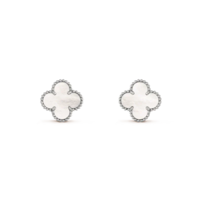 [Lumi Jewels]CLOVER MEDIUM 1 MOTIFS  WHITE MOP EARRINGS SILVER
