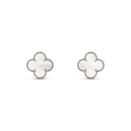 [Lumi Jewels]CLOVER MEDIUM 1 MOTIFS  WHITE MOP EARRINGS SILVER