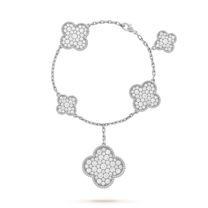 [Lumi Jewels]CLOVER 6 MOTIFS SILVER DIAMOND BRACELET