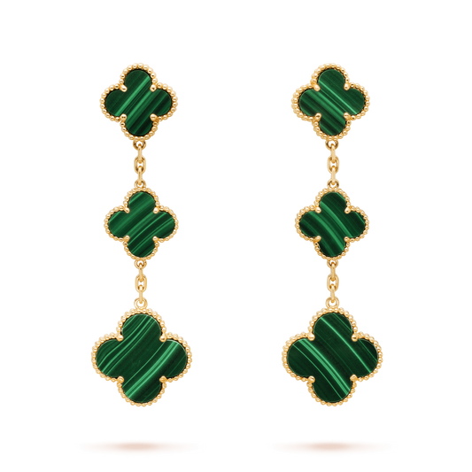 [Lumi Jewels]CLOVER MALACHITE 3 MOTIFS GOLD